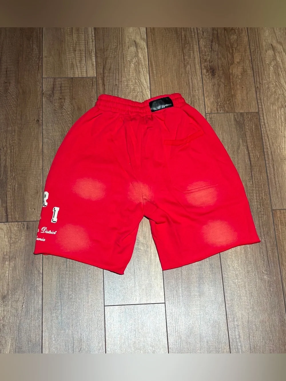 Amiri Mens Red Spotted Shorts White Logo Drawstring Shorts Brand New